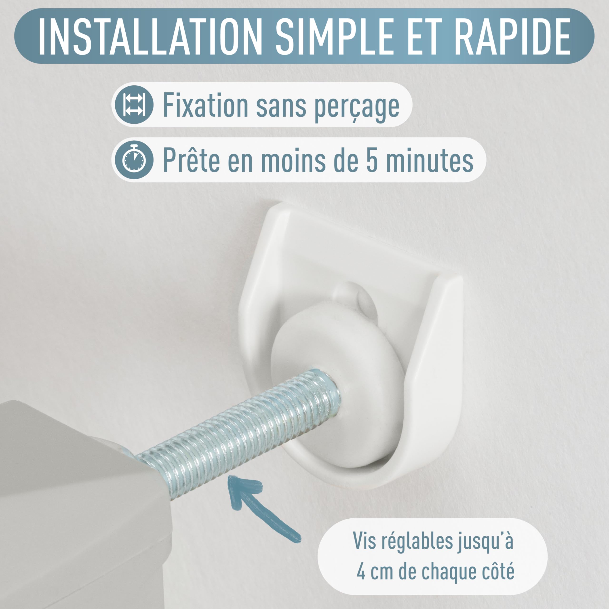 IB STYLE Barrière de Sécurité Yael 73,5-81,5 cm – Sécurité Enfant sans perçage, Passage à Pression, métal Robuste, Ouverture à Une Main, Protection Maison Enfants et Chiens, Blanc