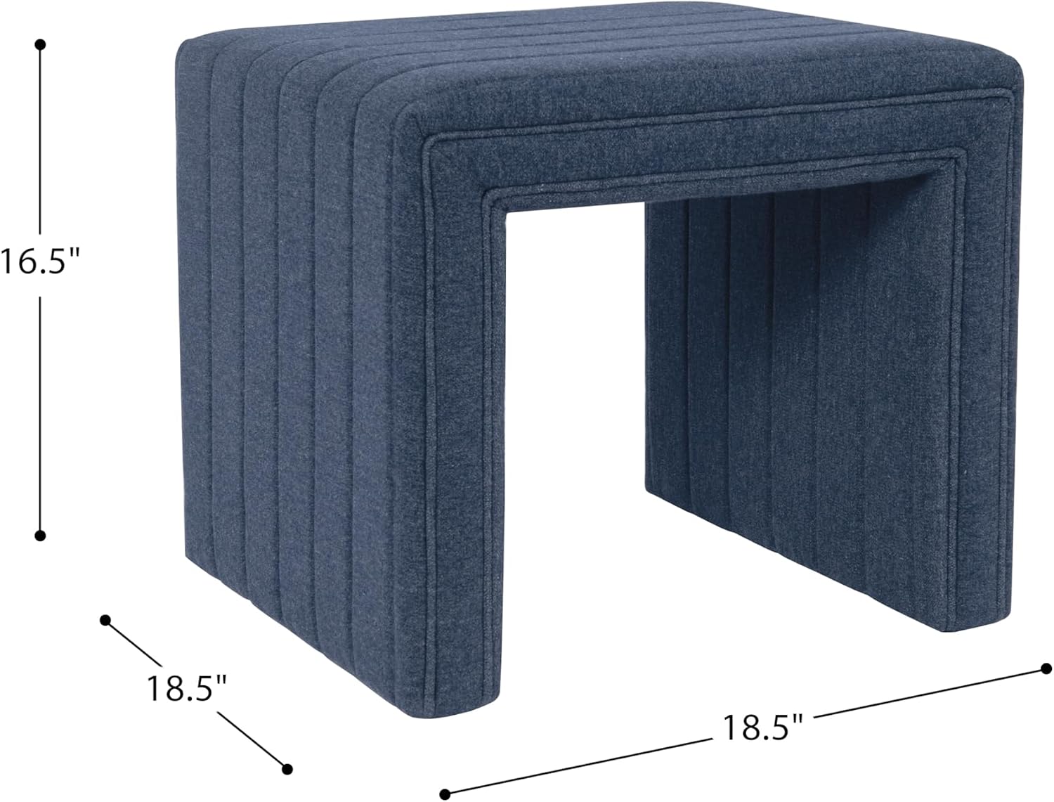 HomePop 19" Modern Channel Tufted Ottoman - Blue Woven Fabric
