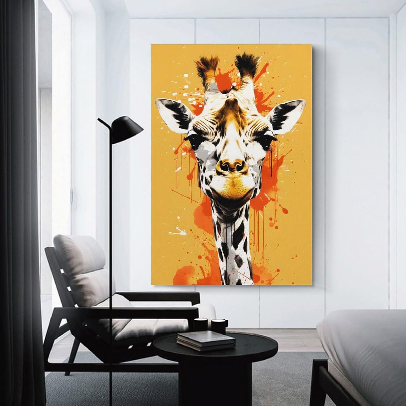 Junmoney Giraffe Painting Animal Hanging Wall Art 12x18inch(30x45cm), for Study, Office Or Focused Interiors, Wall Art That Adds Style to Work Areas