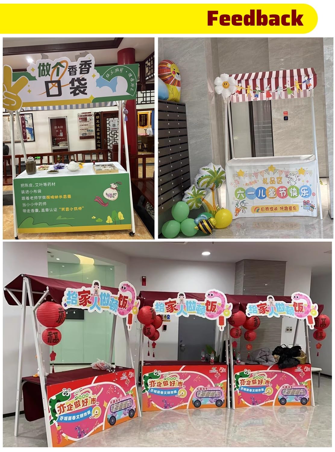 Puesto de Venta Plegable Carritos Móviles Blancos para Vendedores Ambulantes de Comida, Carrito Portátil con Ruedas para Dulces, Ideal para Fiestas y Festivales, Expositor(Width 150cm(59"))