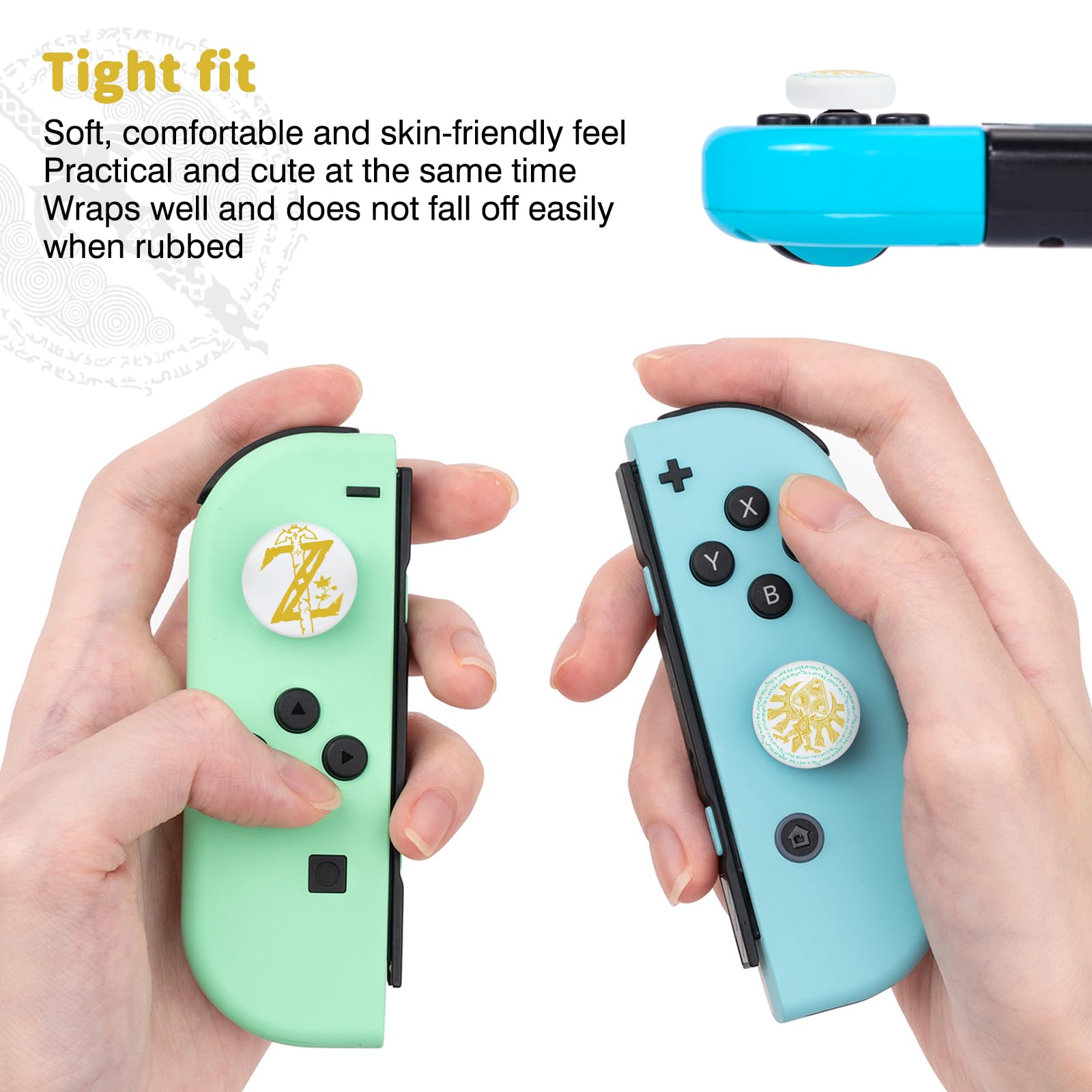 DLseego Switch Pulgar Agarres,Cool Joystick Switch Cubierta Antideslizante Stick Analógico Tapa,4PCS Tapas de Agarre del Pulgar Compatible con Switch/Switch OLED/Switch Lite,Amarillo-Blanco