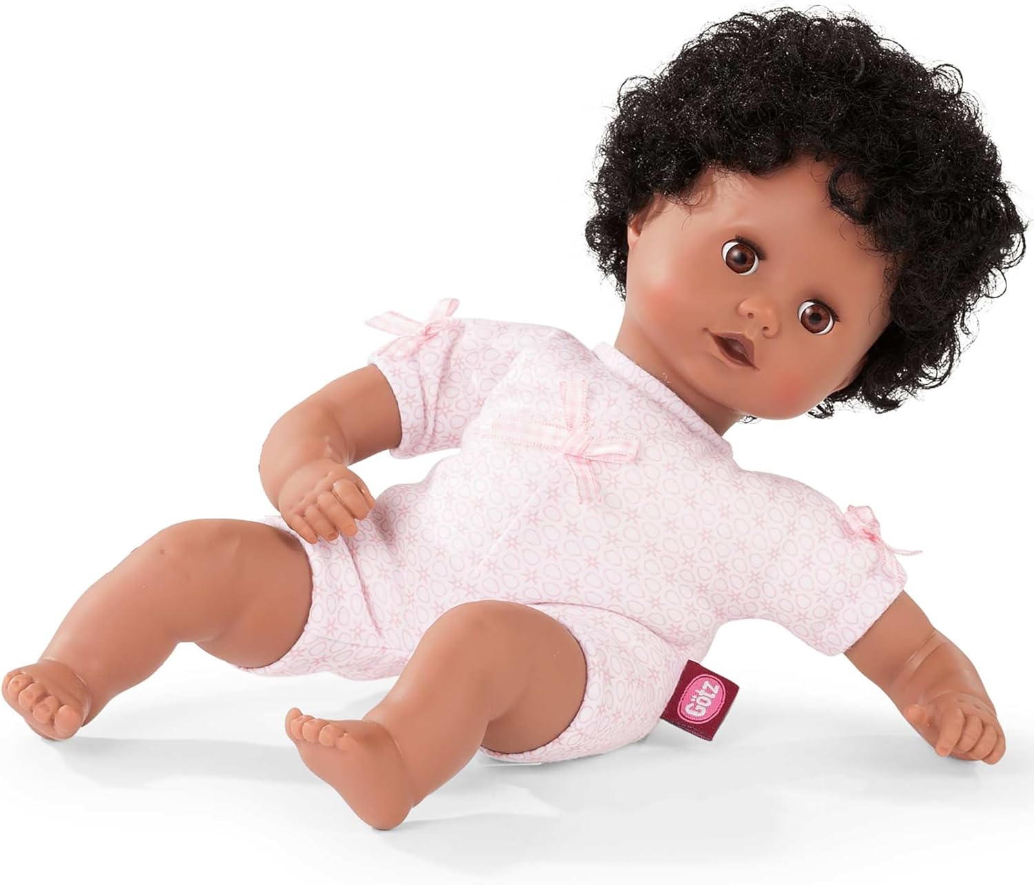 Gotz Muffin to Dress 13" African American Soft Body Baby Doll with Brown Sleeping Eyes and Black Curly Hair to Wash & Style