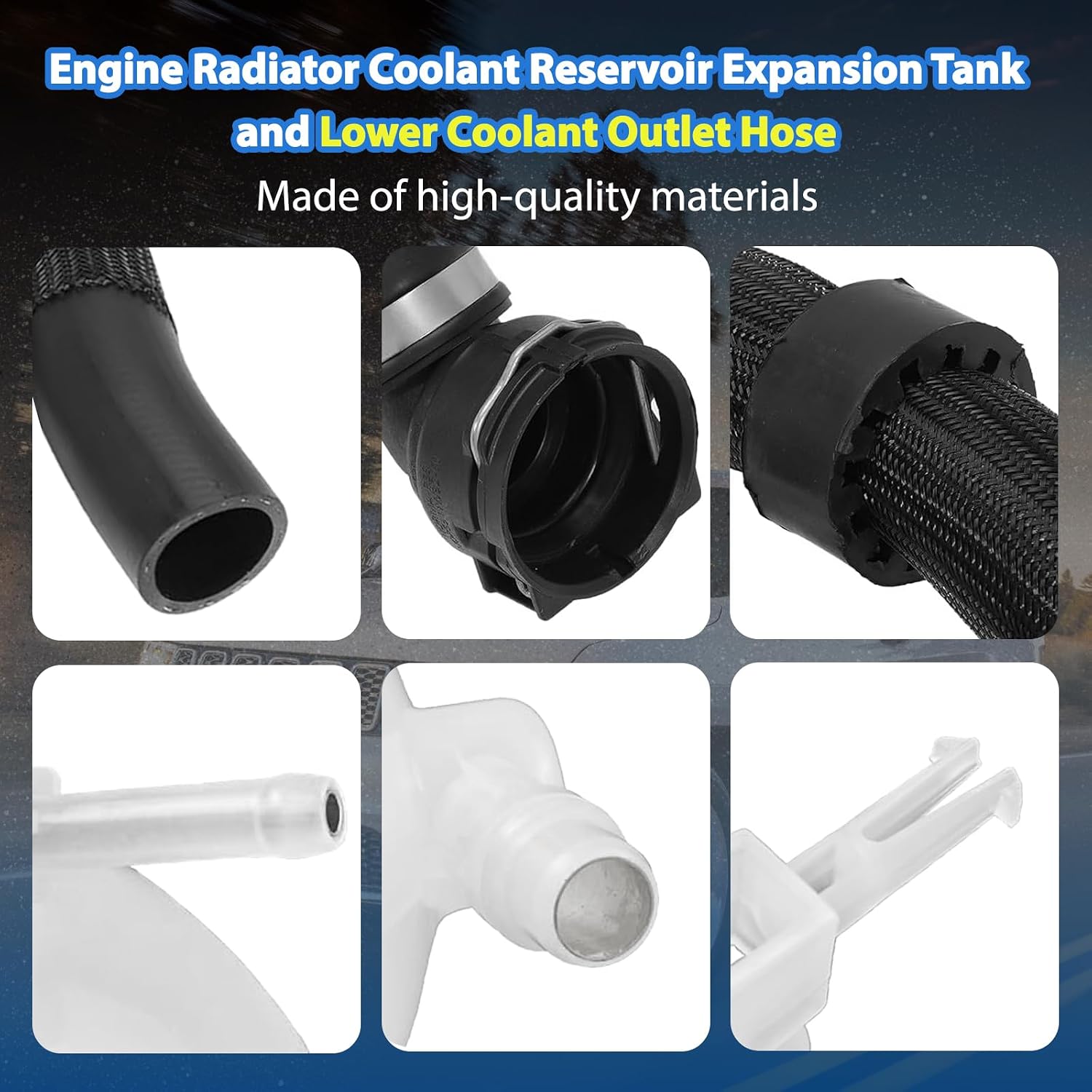 Engine Radiator Coolant Reservoir Expansion Tank and Coolant Outlet Hose Set Fit for Jeep Renegade 2015-2021 Compass 2017-2022 2.4L