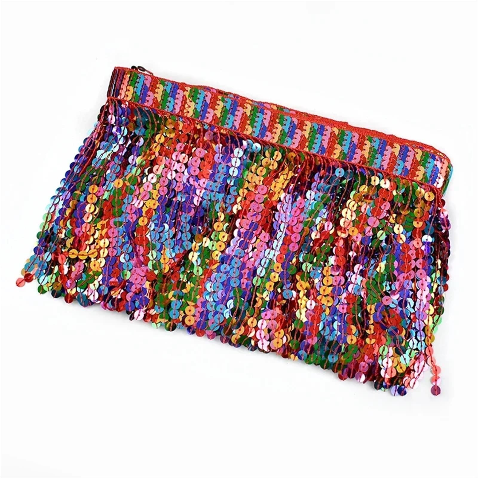 Fransenborte 1/2/3/5 Yards 16 cm bestickte Quaste Fransen Pailletten Spitzenbesatz Band for Latin Dance Kleidung Rock Besatz Zubehör