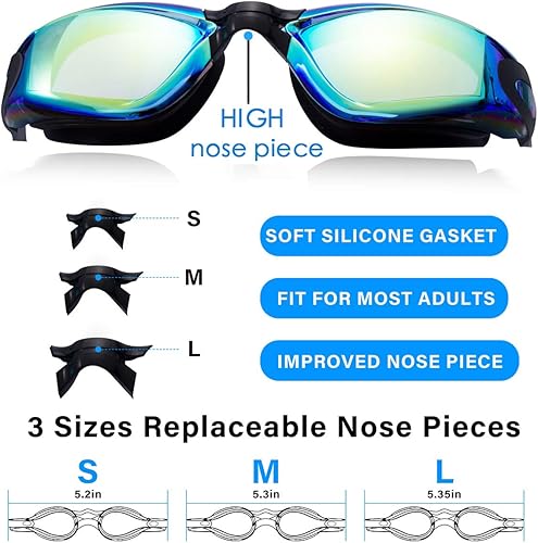 Miniatura 2 de Keary Paquete de 2 gafas de natación antivaho para adultos, jóvenes y niños mayores de 6 años, gafas de triatlón impermeables contra los rayos UV