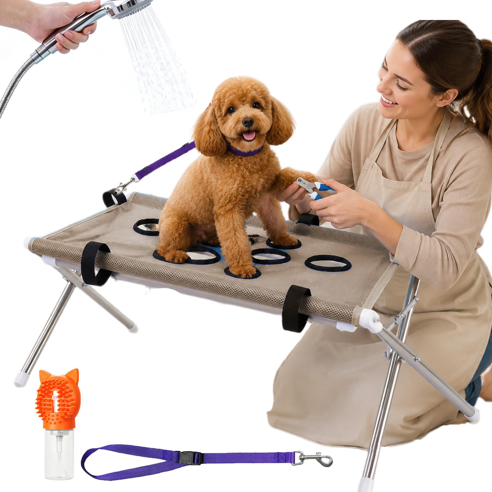 Dog Bath Hammock with Dual Support Straps, Quick-Dry (KHAKI,Standard)