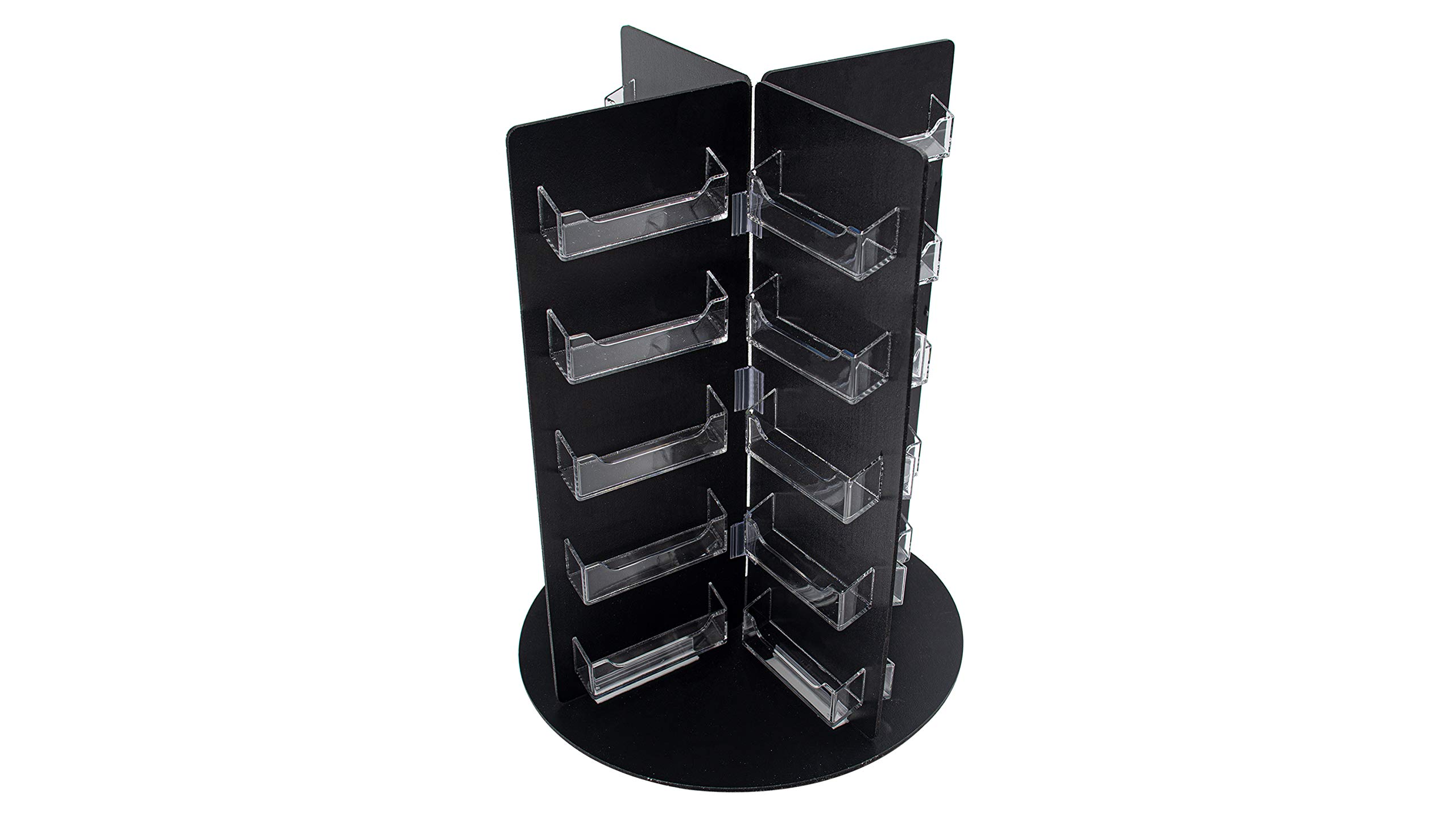 Marketing Holders Rotating Business Card Holder 40 Pocket Clear Acrylic and Black PVC Lightweight Counter Organizer for 3.5" x 2" Gift Cards