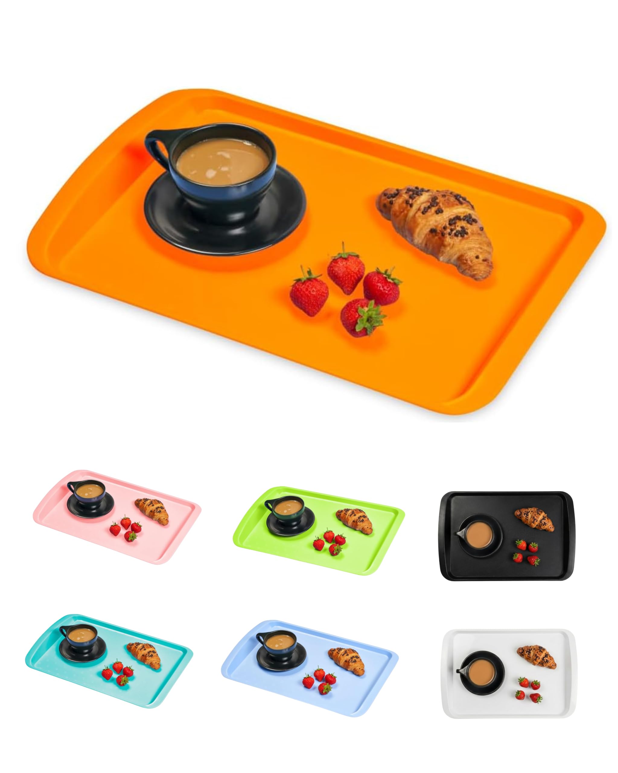 BuzzTrove - 1pc Serving Trays | Durable Plastic Tea Tray & Dinner Tray | Trays for Eating on Lap, Food Serving & Snacks | Dishwasher Safe, Stackable| 12-Month Guarantee | STLOR