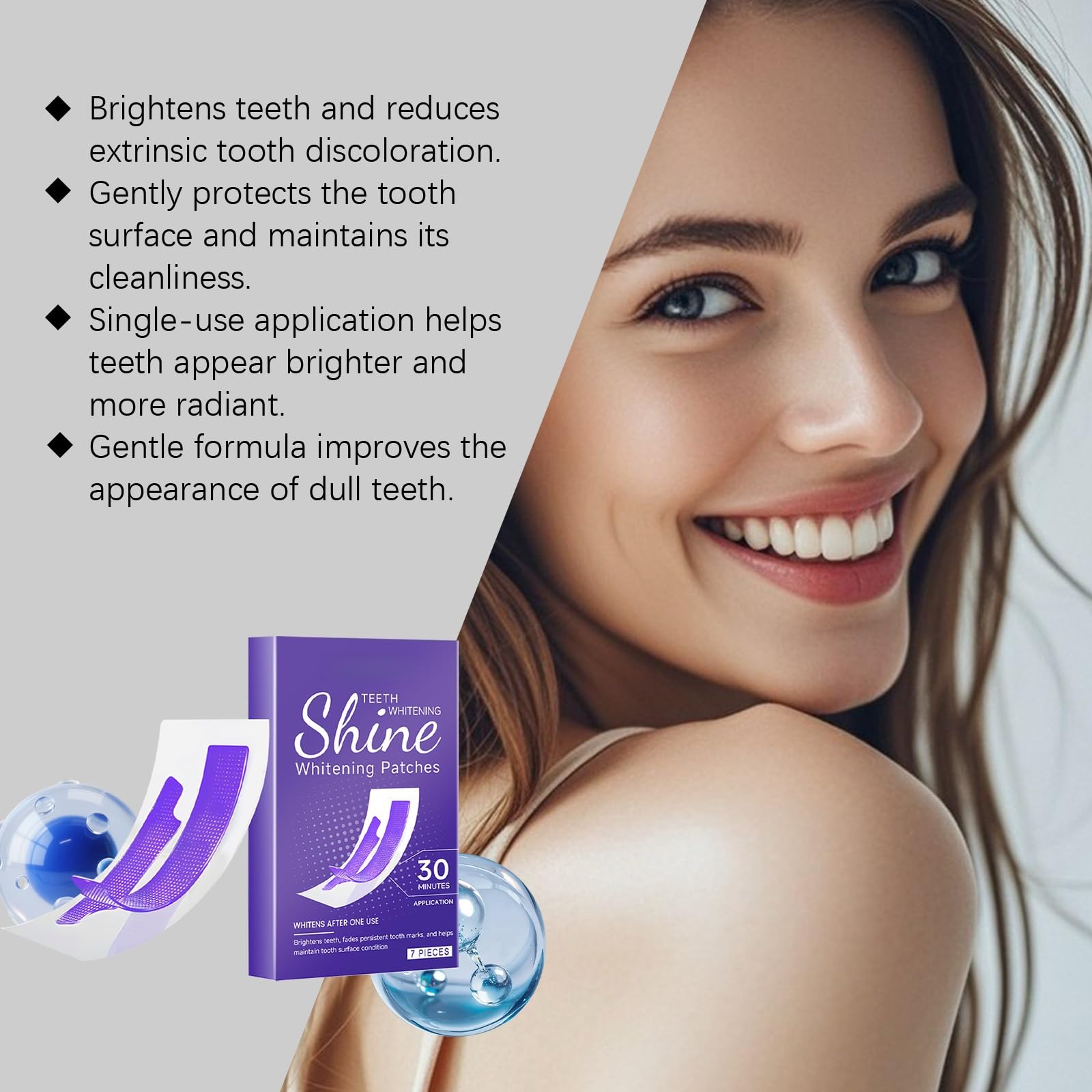 Nastro sbiancante viola morbido, sbiancamento dentale efficace, elimina le macchie di caffè/tè/vino per teeth whitening (7 pezzi)