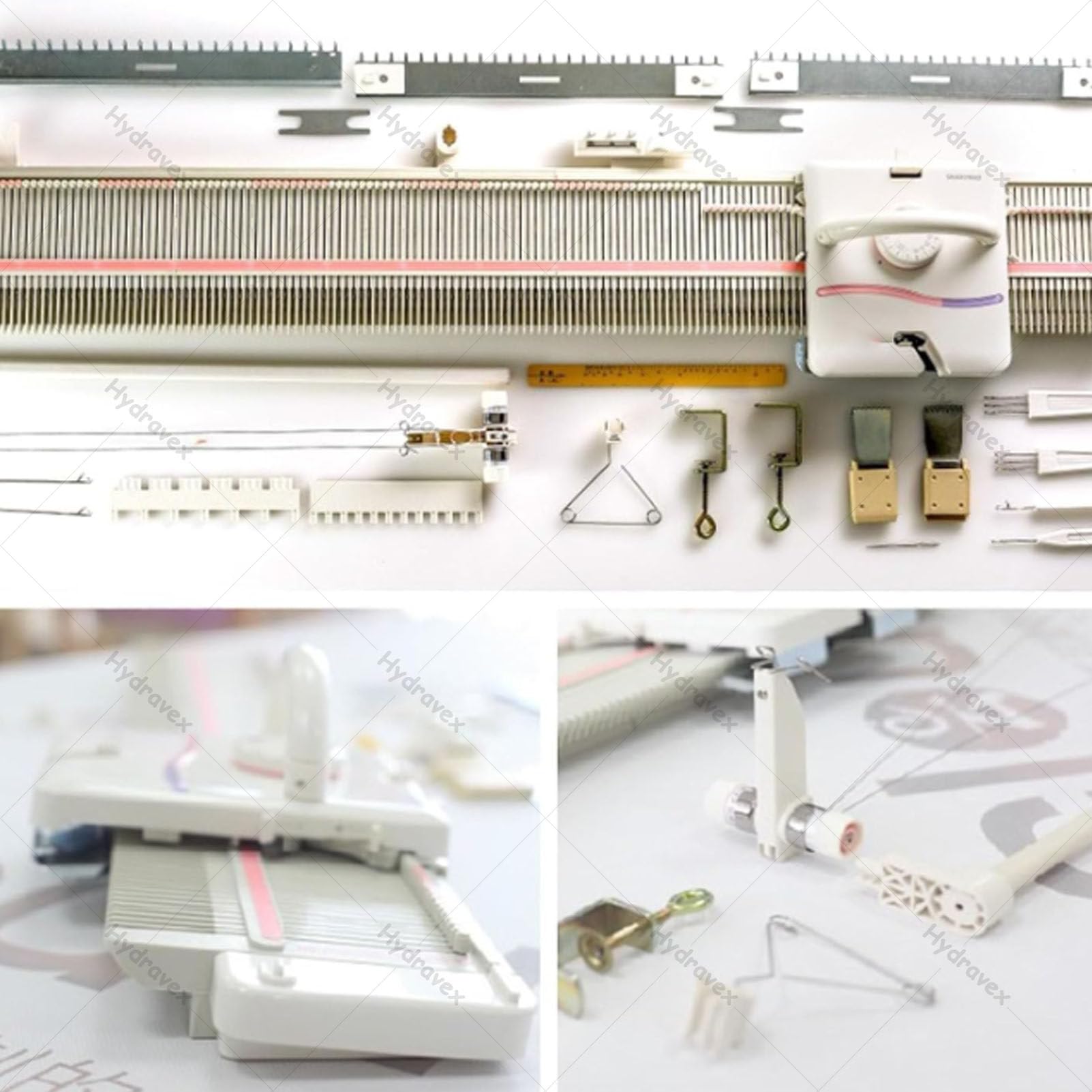 Zestaw maszyn dziewiarskich, średni rozmiar 6,5 mm, 150 szwów, zestaw narzędzi do szycia z akcesoriami do ręcznie tkanych projektów krosno