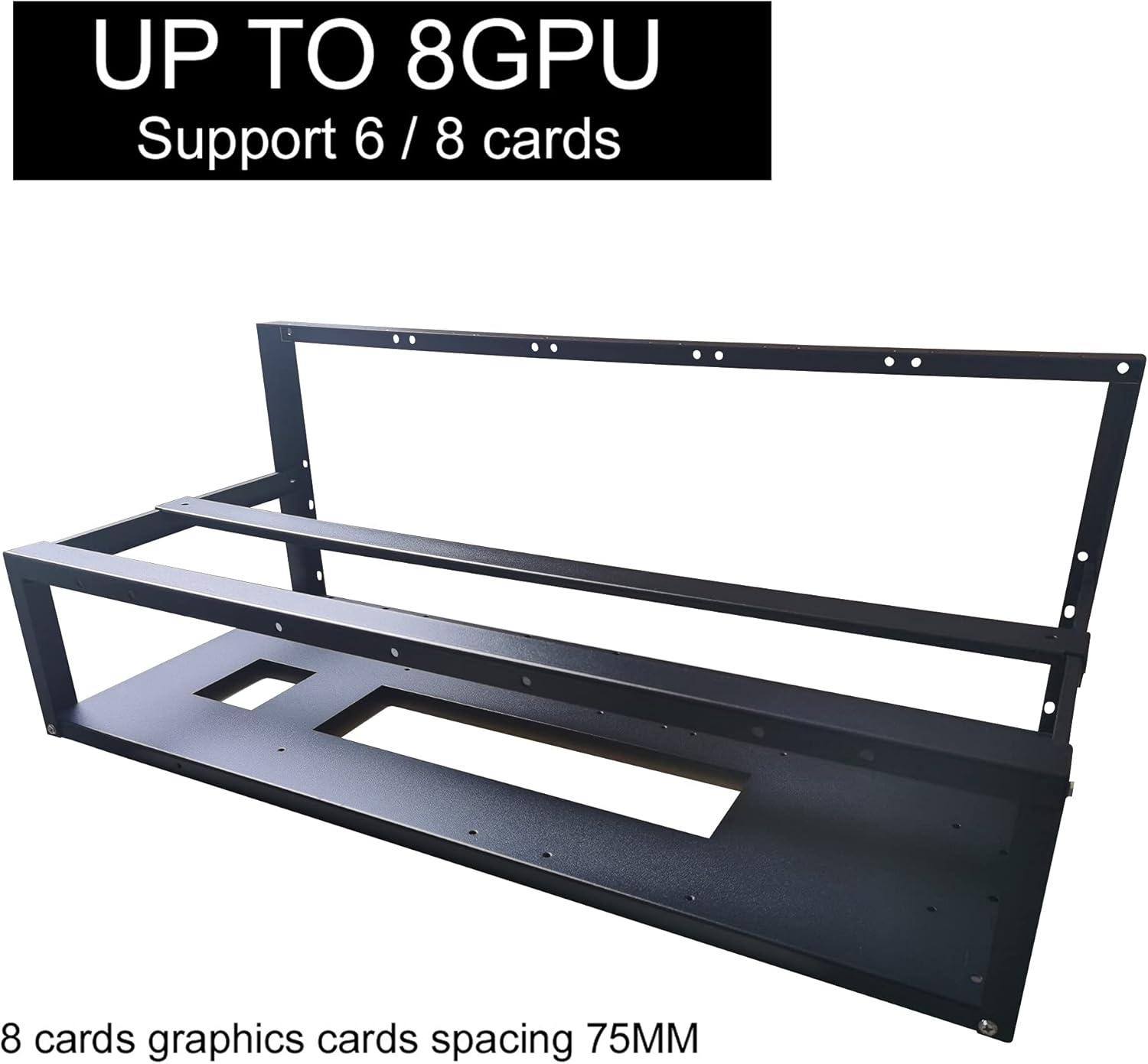 6/8/12 GPU Mining Rig Frame, Miner Mining Rig Case Rack Steel Open Air Pc Computer Case for Currency Bitcoin Crypto Coin ETH/ETC/ZEC Mining Accessories Tools, Not Included Fan&Gpu (black2)