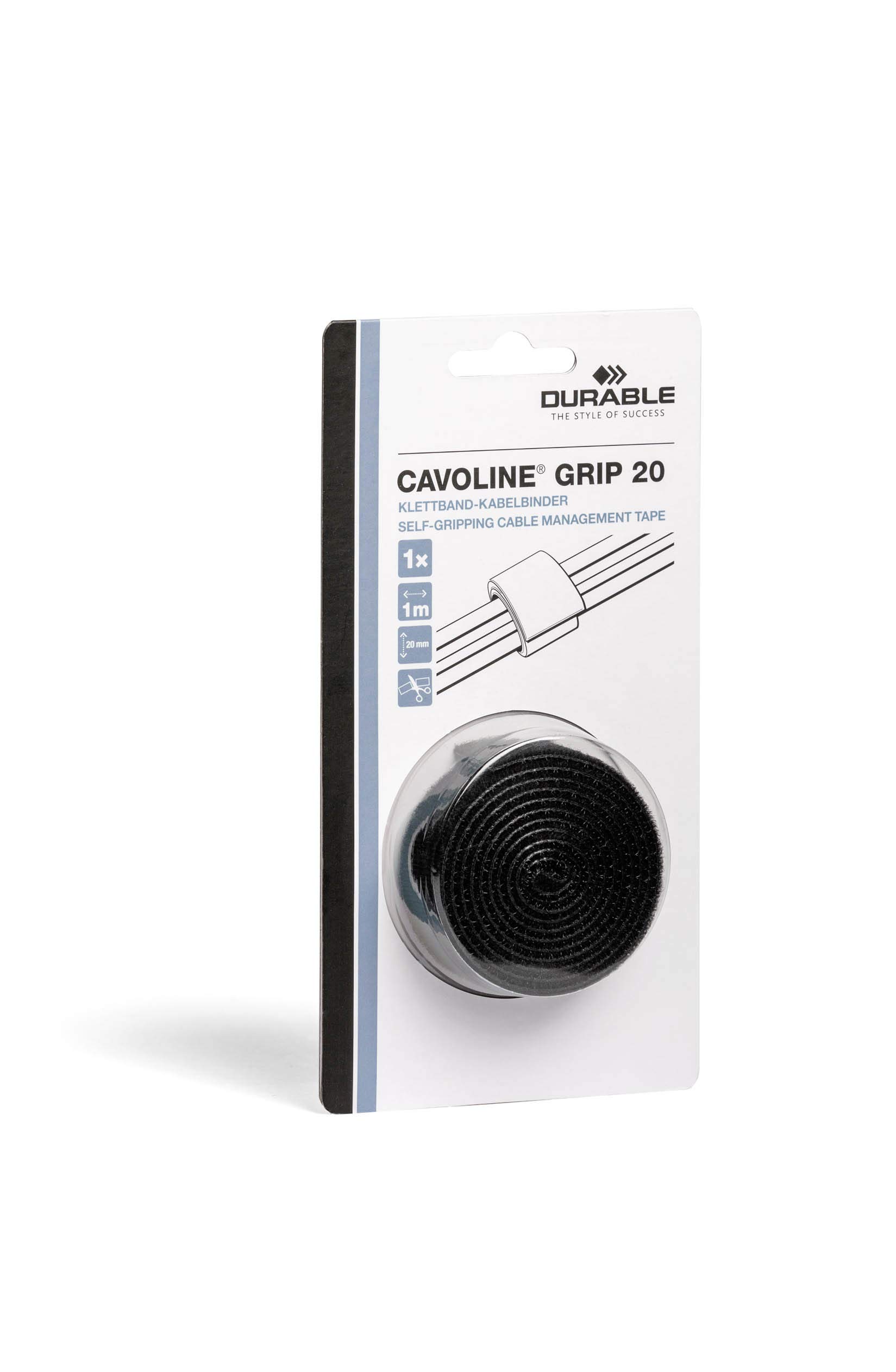 Durable 503201 Taśma do kabli Cavoline Grip 20, opak. 1 sztuka, kolor czarny.