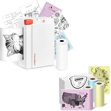 ORGBRO X3 Sticker Printer with 3 Rolls Colorful Non-Adhesive Paper, Bluetooth Thermal Printer Support 2-3 inch Printing Width, 80mm x 3m Thermal Stickers for Study Notes, Plan Journal, Photo