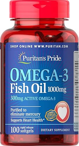 Puritans Pride Omega-3 Aceite de pescado 1000 mg, 100 unidades