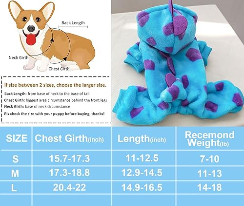 Miniatura 3 de Nigua Ropa de dinosaurio para perros con capucha para razas pequeñas, pijamas de invierno para perros
