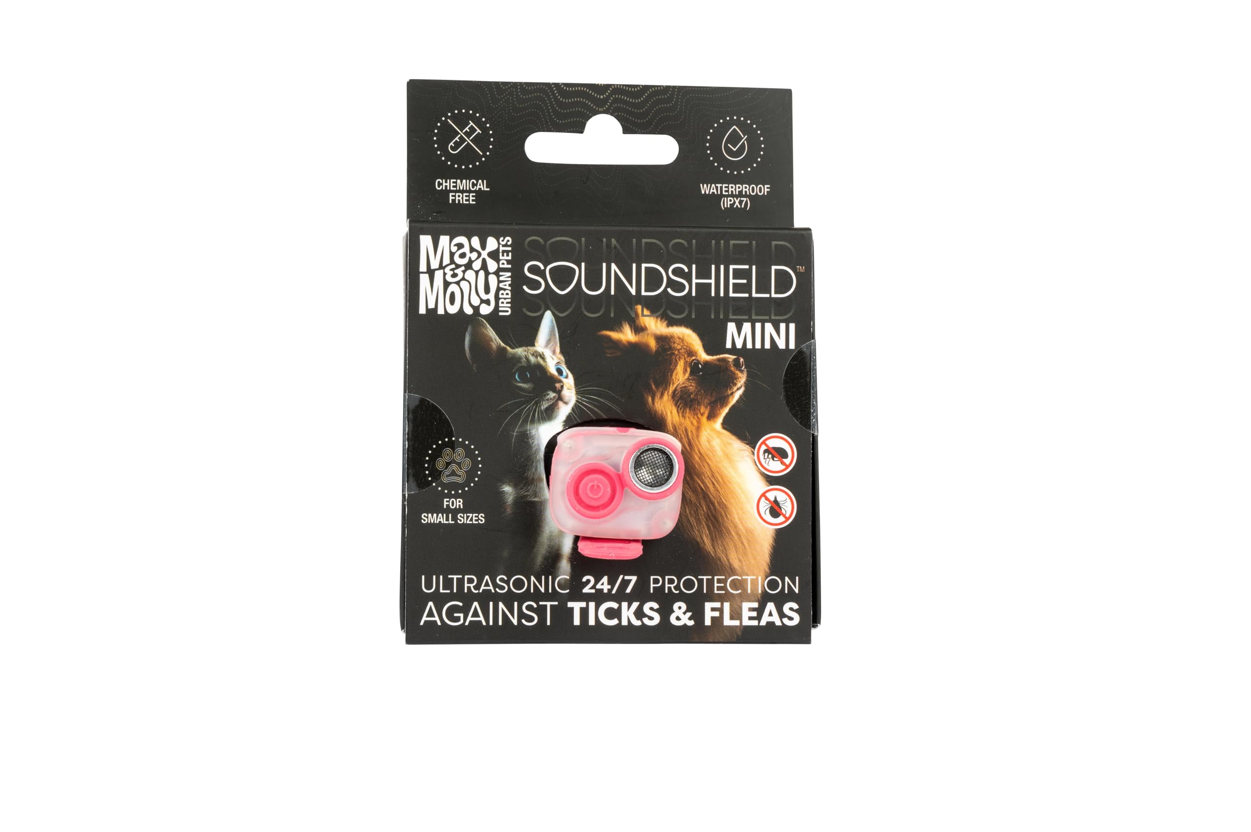 Max & Molly Soundshield MINI – Ultraschall-Clip für Hunde jeder Größe – Rose | geräuschlos & chemiefrei, an Halsband oder Geschirr befestigbar