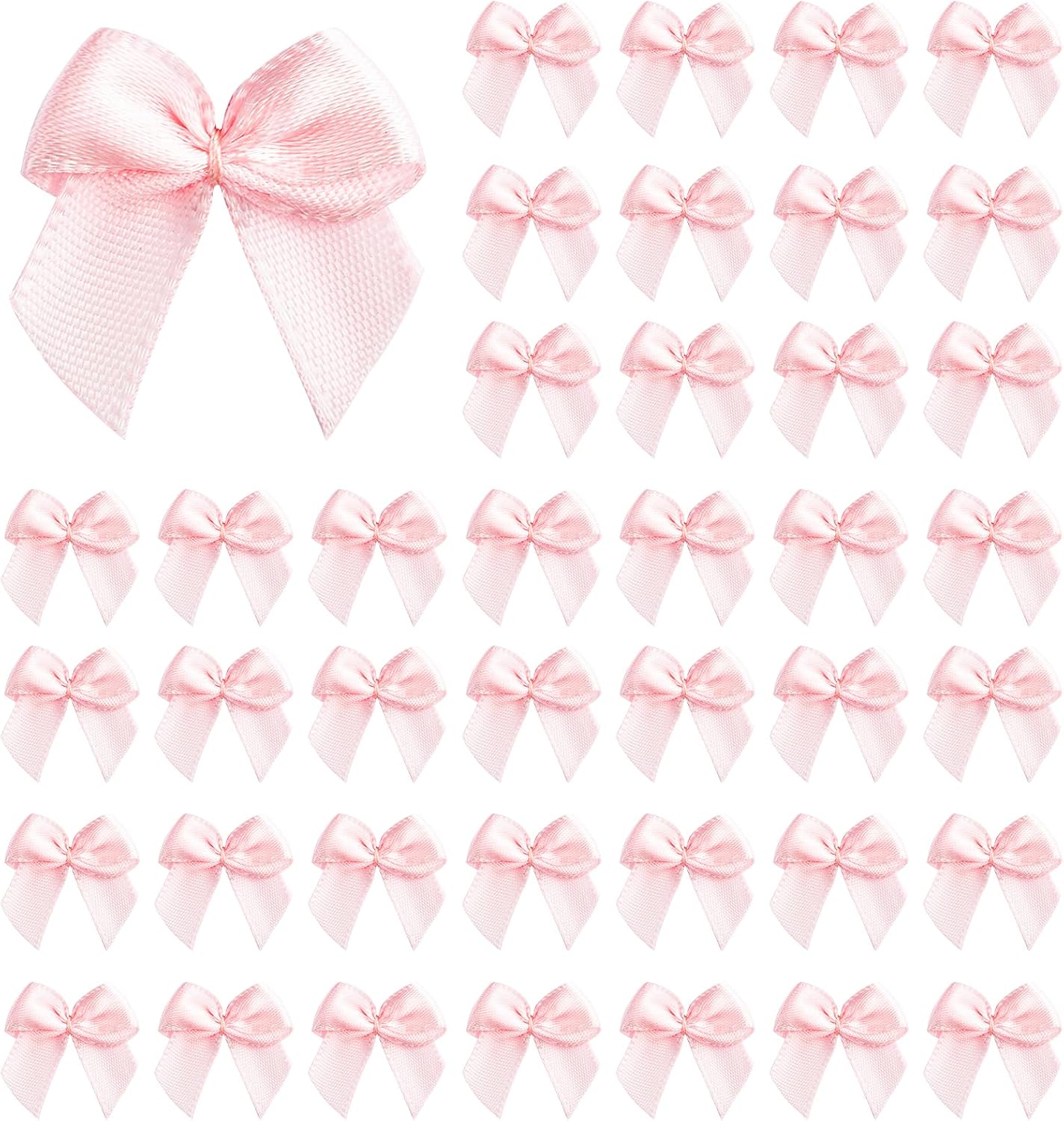 100 Pcs Pink Bows, 1 Inch Mini Bows for Crafts, Small Satin Ribbon Pink Bow Party Decorations, for DIY Sewing, Flowers Bakery Wrapping, Wedding Birthday Decorations