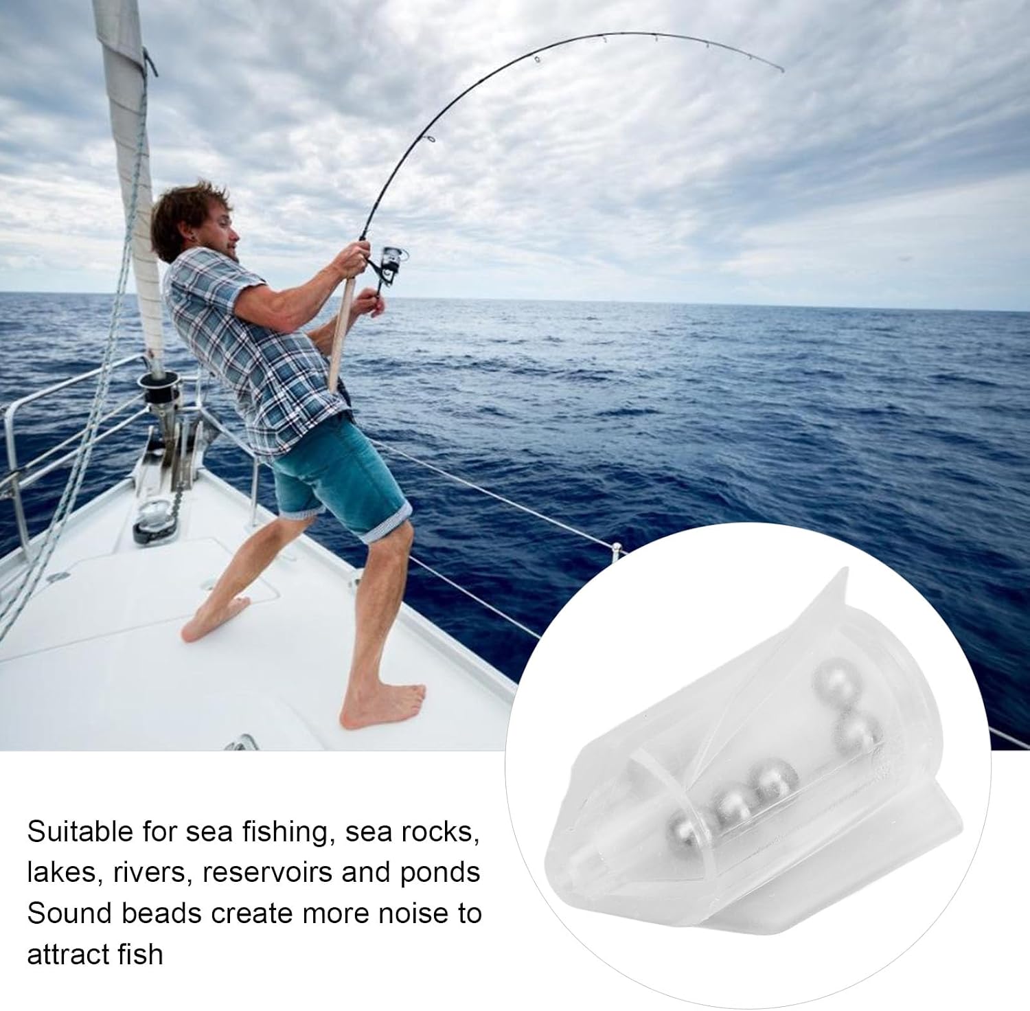 Keenso 20Pcs Supercharged Design Fishing Lure Rattles, Plastic and Stainless Steel Insert Tube Rattles Bait Weight withBead to Attract Fish, Improve Fishing Efficiency