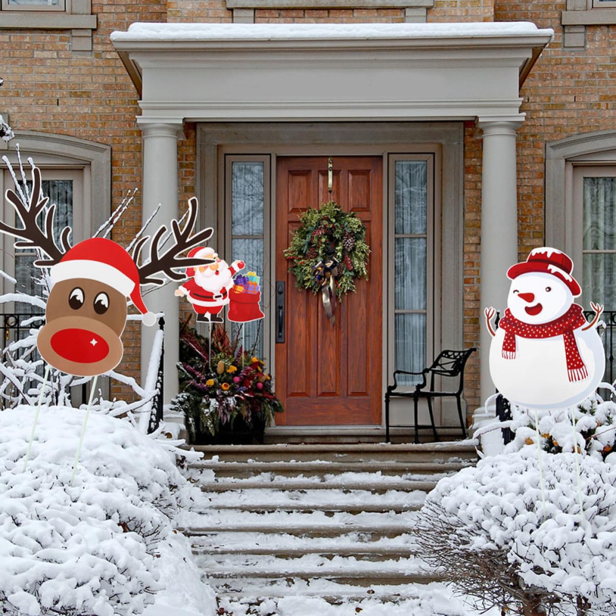 12 Pièces Panneau de Noël Inséré en Plastique pour Jardin, Décor