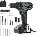 Krebs 20V Cordless Drill Set Portable Electric Power Drill Kit Batteries Fast Charger Driver Tool Kit 3/8 Inch Keyless Chuck 2 Adjustable Speed 18+1 Torque for Home and Bicycle Repair, DIY Project. | 32 Nm Power Drill Kit with 1 Batteries & Fast Char