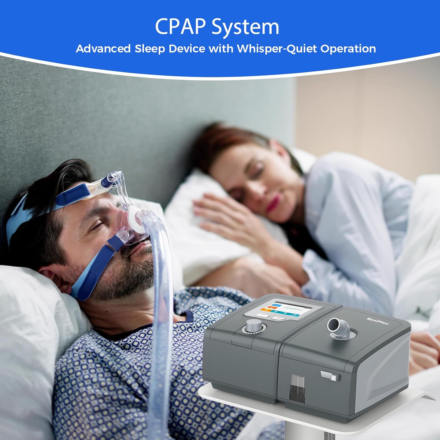 CPAP System - Color Screen, Nasal Mask, Whisper-Quiet Operation, Auto-Adjusting Pressure, and User-Friendly Interface for Restful Nights