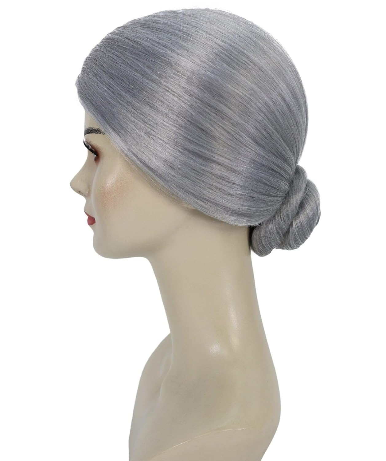 Old Lady Grey Wig with Low Bun Women Vintage Character Hairpiece Made of Synthetic Fiber for Halloween, Cosplay, Theater, Festivals & Parties | Classic Elderly Costume Hair for Adults