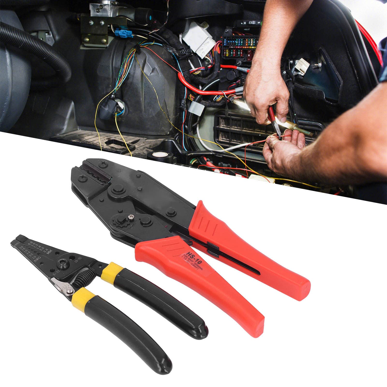 Kit de herramientas para engarzar cables con trinquete Pelacables de acero inoxidable con dispositivo de liberación automática y bolsa Oxford para trabajos eléctricos y proyectos