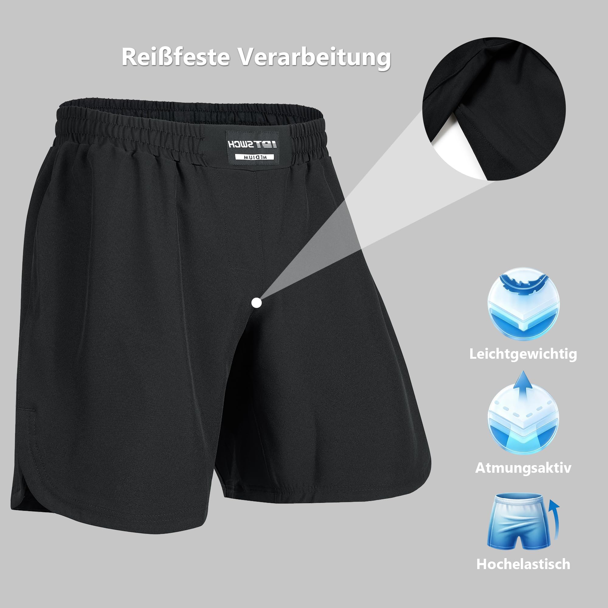 Idtswch MMA-Shorts für Herren – No-Gi-BJJ-Grappling-Shorts für Muay Thai, Boxen, Kickboxen, Kampf, Wrestling & Combat-Training
