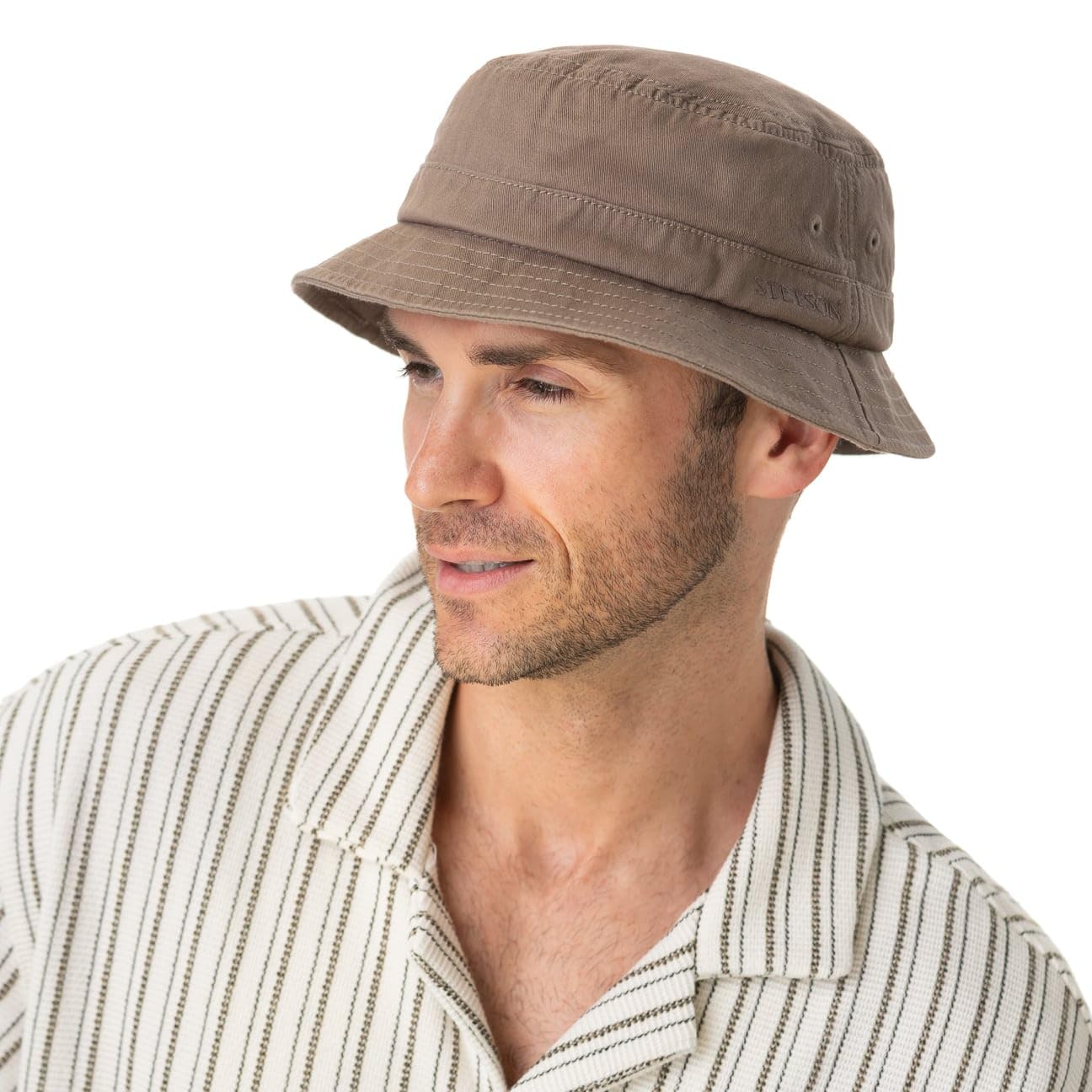Stetson Bucket Hat en Coton Bio Protection UV Unisexe Printemps Ete