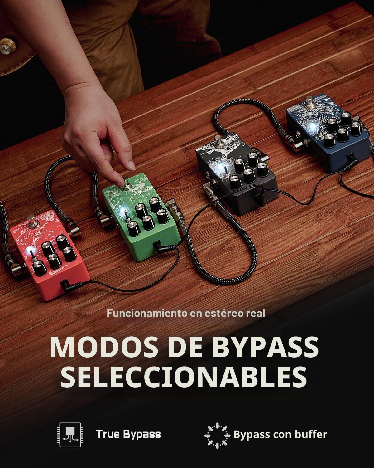 ALABS NOVADRIFT - Pedales de modulación para guitarra eléctrica con 9 efectos estéreo, chorus phaser, trémolo giratorio, seco analógico, tempo grifo y bypass