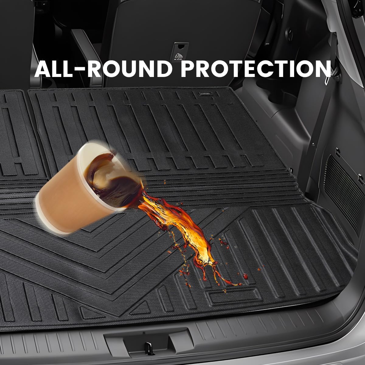 Compatible for 2014-2019 Toyota Highlander Cargo mat backrest mat 2-in-1 All Weather TPE Cargo Liner for 2014-2019 Toyota Highlander Accessories (Only fit 7 Passenger Model)