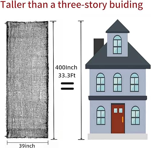 Miniatura 9 de Niurui Paño espeluznante de Halloween (315 x 79 pulgadas), tela de gasa aterradora, decoraciones de Halloween, suministros para fiestas, decoración