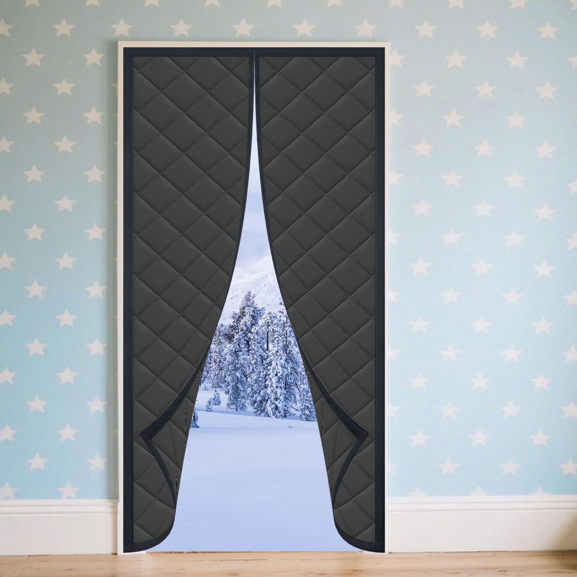 Isolation thermique de porte 87x291cm avec rideau isolant noir insonorisant