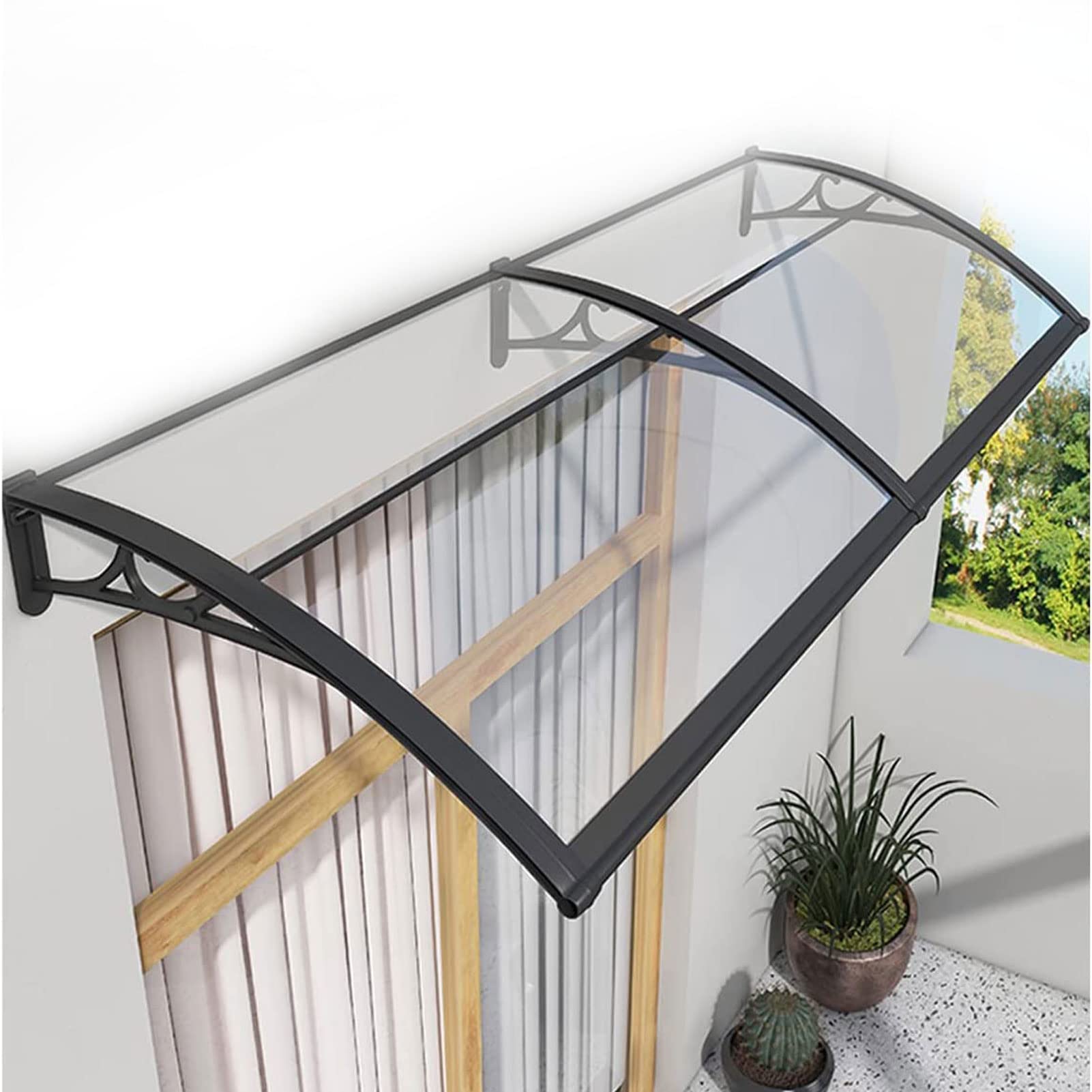 Aluminium-Pultvordach, Polycarbonat – 80x210 Cm, Wasserdicht, Mit Halterung