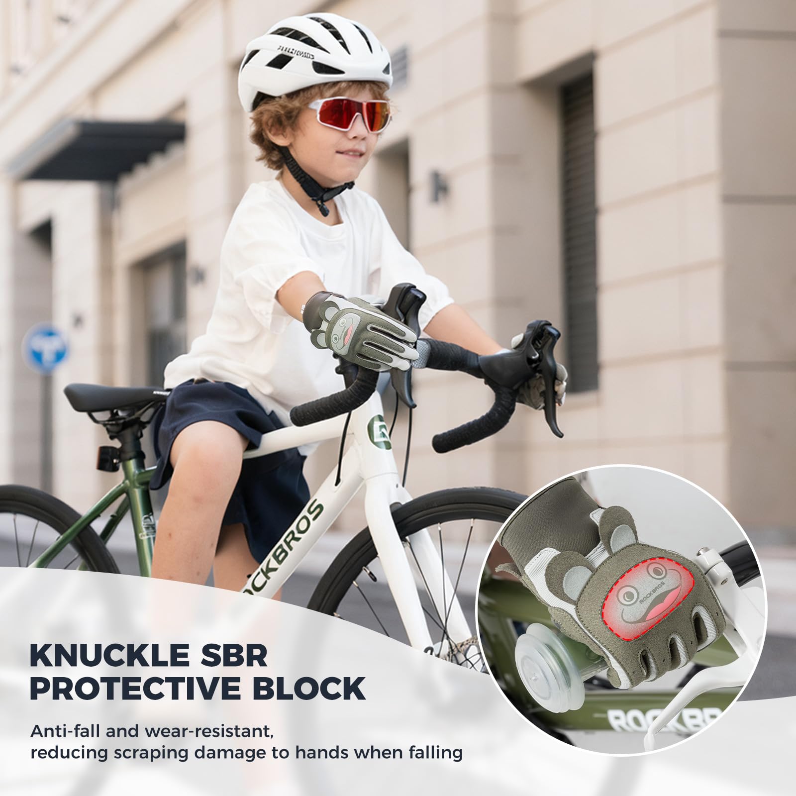 ROCKBROS Kit Vélo Enfant Casque, Gants, Lunettes, Tour de Cou et Sonnette
