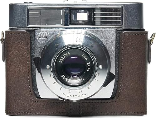 Vista 25 de Funda Symbolica, BolinUS hecha a mano de piel auténtica auténtica para cámara Zeiss Ikon Symbolica con correa de mano (negro)