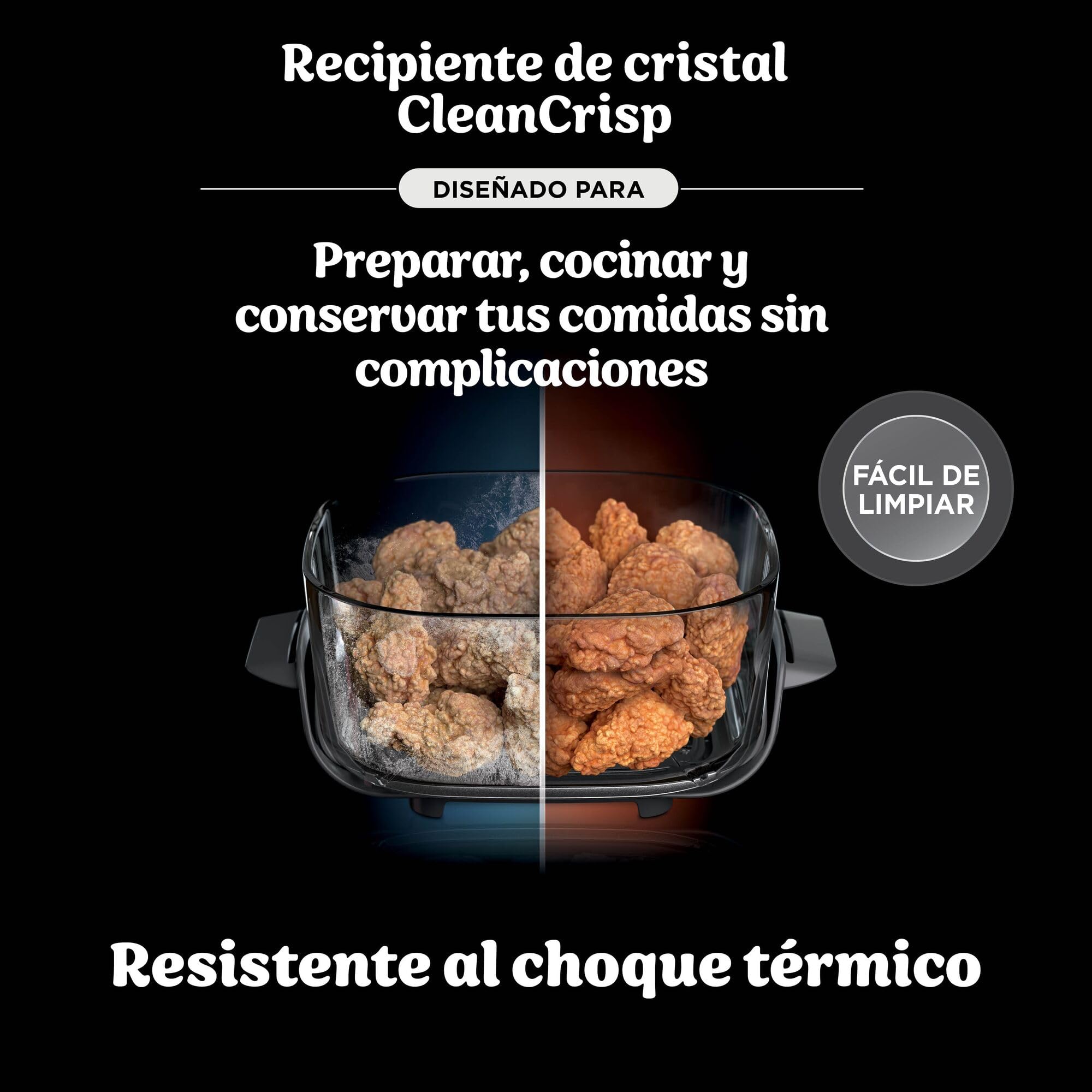 Ninja CRiSpi, Freidora de Aire Portátil, 3,8L y 1,4L, Blanco, FN102EU | 4 en 1: Freír con Aire, Asar, Mantener la Temperatura, Dorar, Compacta, 2 Recipientes de Cristal Extraíbles y Tapas, 1700W