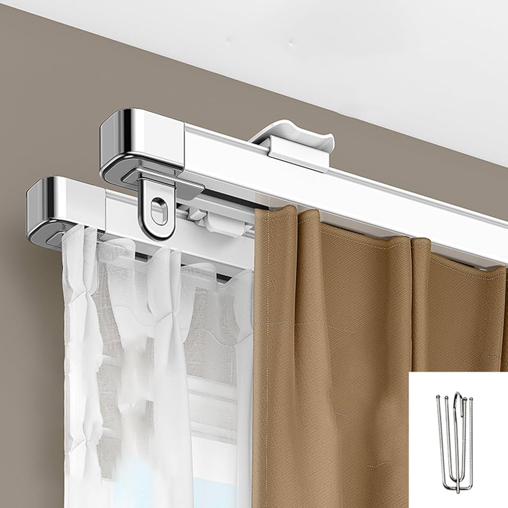 Amazon.co.jp: カーテンレール 長さ調節可能な白いダブルカーテン Amazon.co.jp: カーテンレール 長さ調節可能な白いダブルカーテン