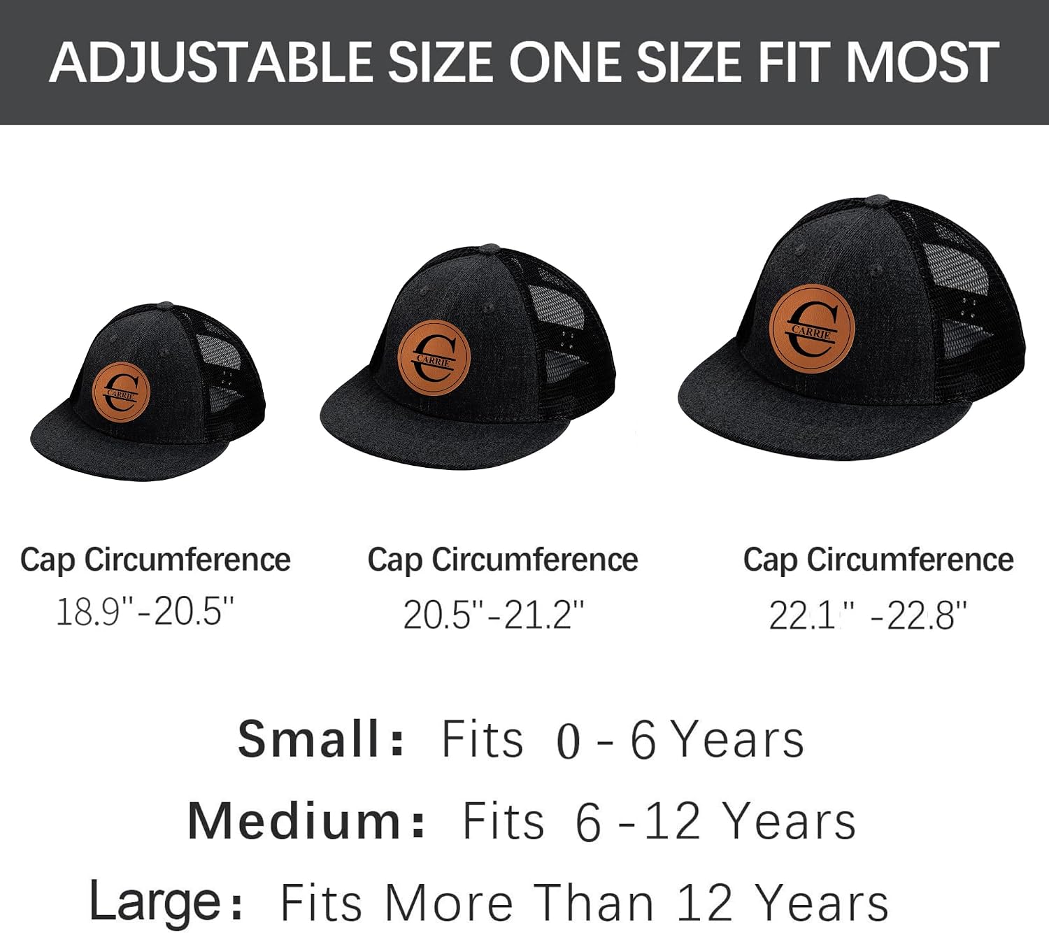 Custom Baseball Caps - Personalized Name Trucker Hat - Unisex Flat Bill Hats Adjustable from Baby to Adult