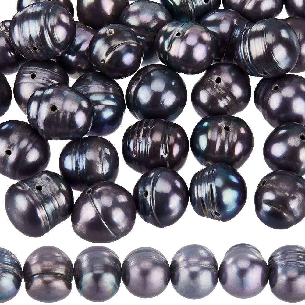 Perles d'eau douce noires SUNNYCLUE de 7,5-10mm pour création de bijoux DIY