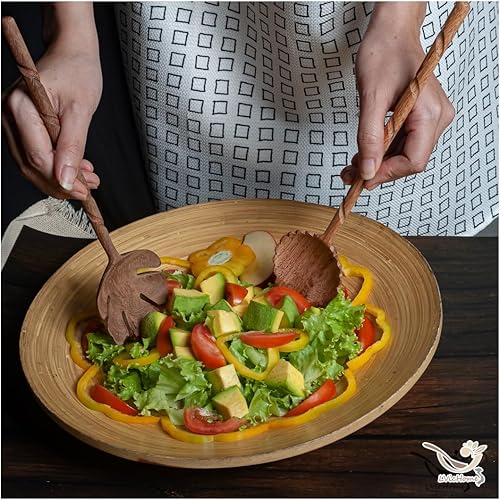 Miniatura 5 de BVicHair Juego de 4 cucharas y tenedores de madera, juego de cucharas de ensalada de madera, regalos de amas de casa reales, regalos de cocina para