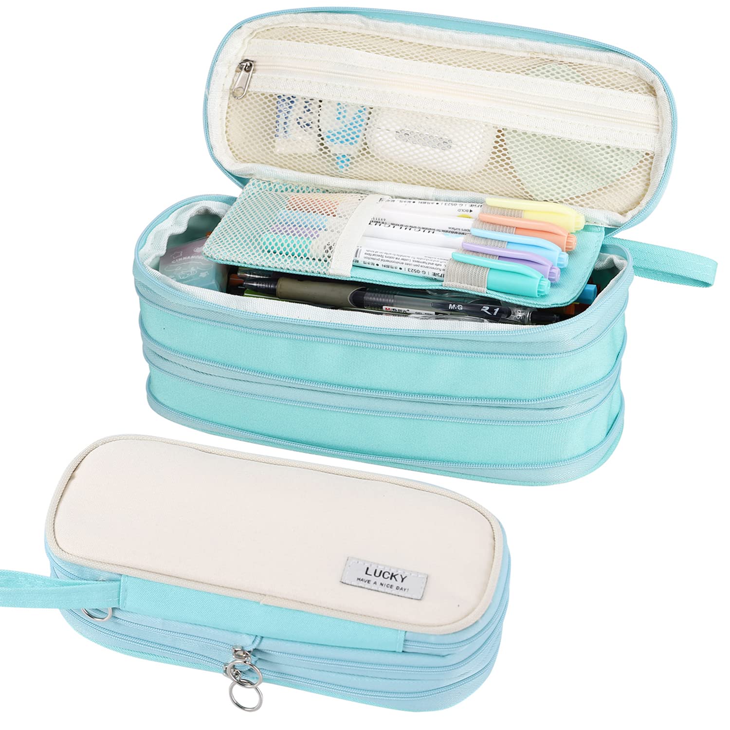 Tergopa Big Pencil Case Zipper Pencil Pouch Organizer Large Capacity Pen Bag with Handle Portable for Girls Kids Adults Gift Pen Case for School Home