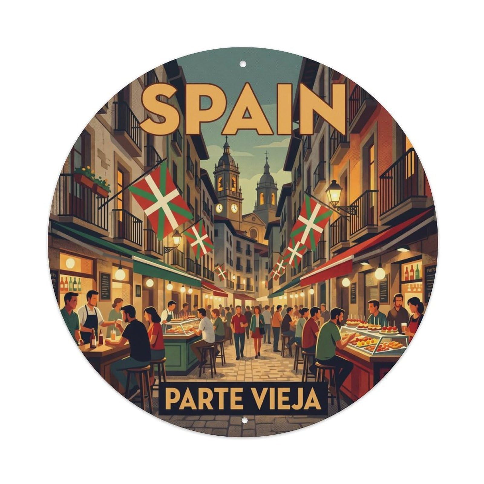 San Sebastian Parte Vieja Spain Landmark Travel Metal Tin Sign