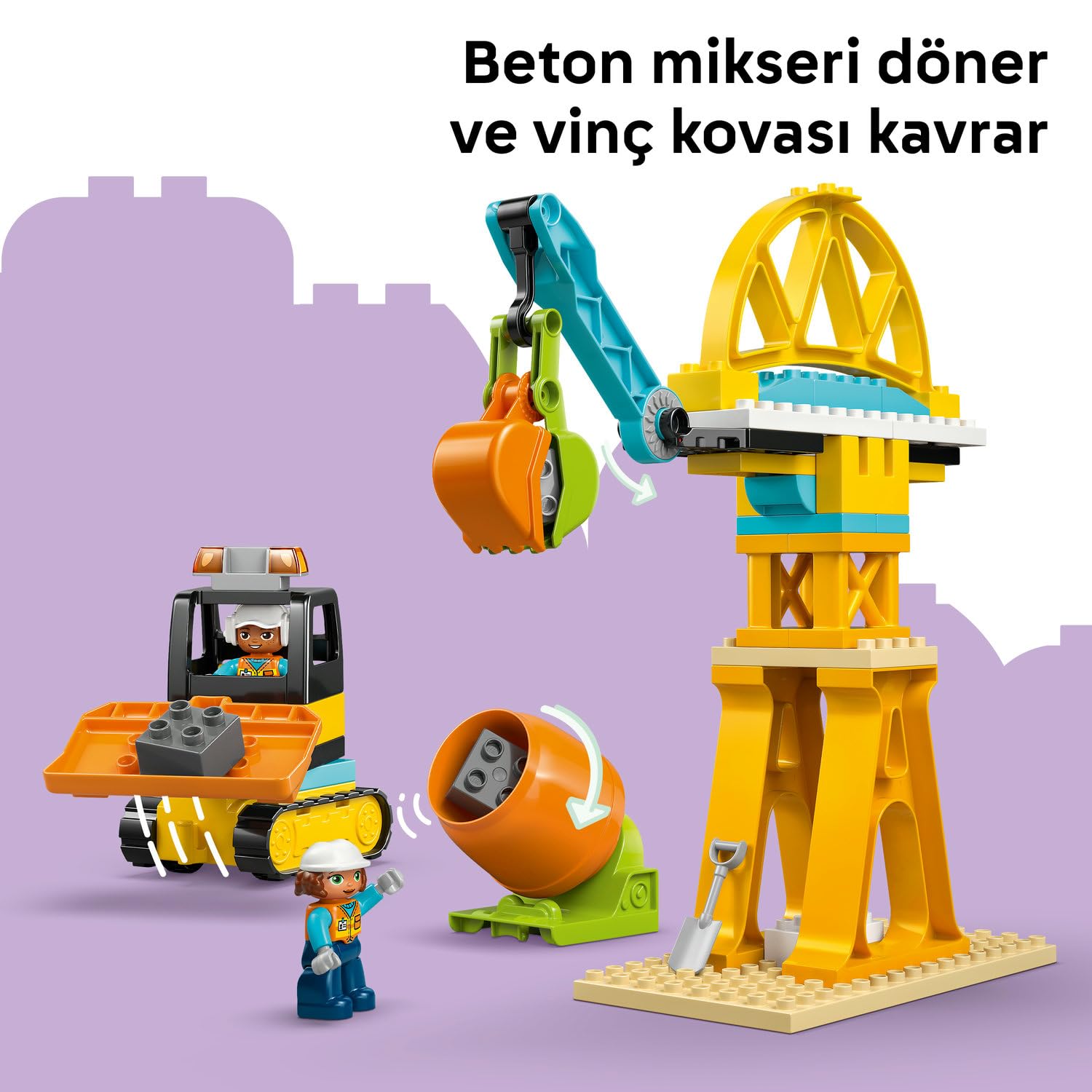 LEGO DUPLO Kasabası 3'ü 1 Arada İnşaat Sahası ve Araçları 10476