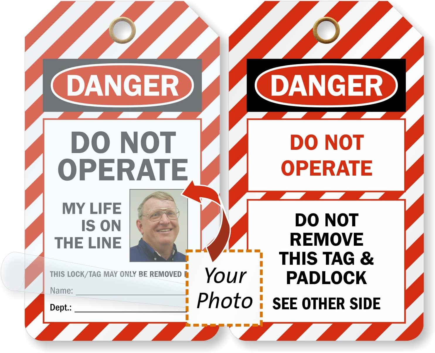 SmartSign Danger - Do Not Operate (Add Photo) Self Laminating Tag | 3.375" x 5.875" Plastic, Pack of 25, Made in USA