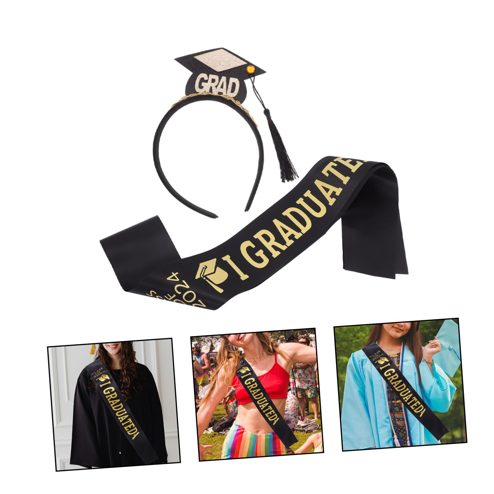PRETYZOOM 5 Set tracolla festa di laurea regali di laurea di Accessori per di Cinghia di nera fasce di graduazione fascia fasce per la Filatura