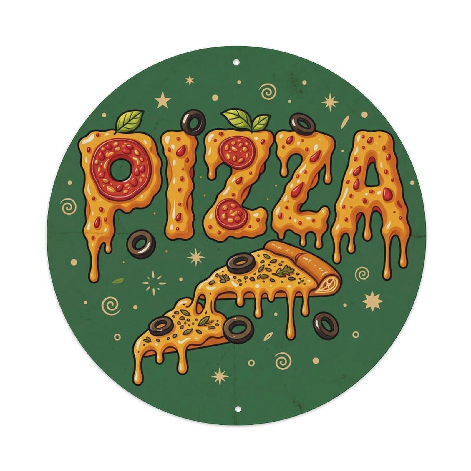 Huiyhb 8X8inch(20X20cm) Vintage Pizza Slice Zaatar Olive Metal Tin Sign