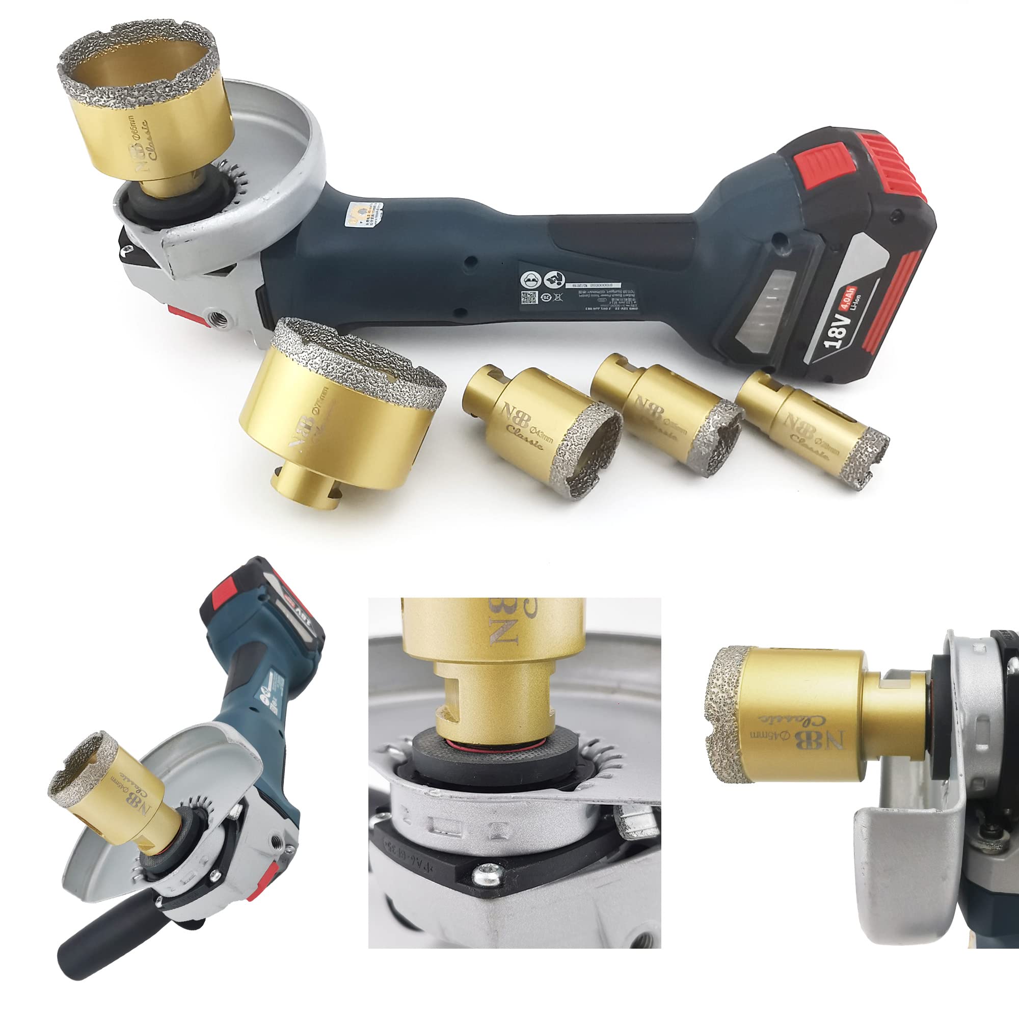 NBB Punta a tazza diamantata con M14, tipo Classico d'Oro,punta diamantata per foratura a secco o ad umido su ceramica,piastrelle,granito,marmo,veloce,durevole, per smerigliatrice angolare (1, 35mm)