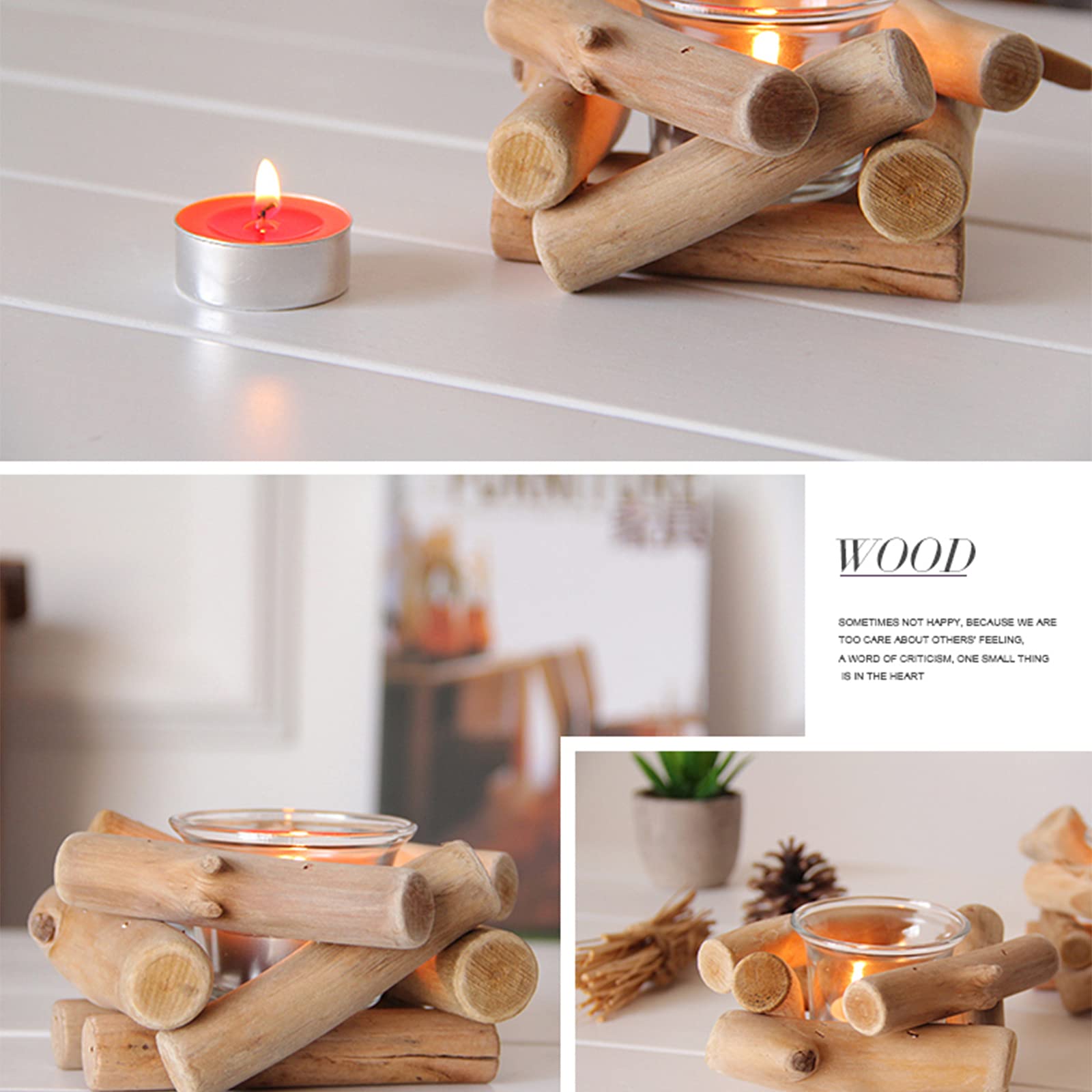 Amazon.co.jp: キャンドルスタンド アンティーク 流木 組木 木製