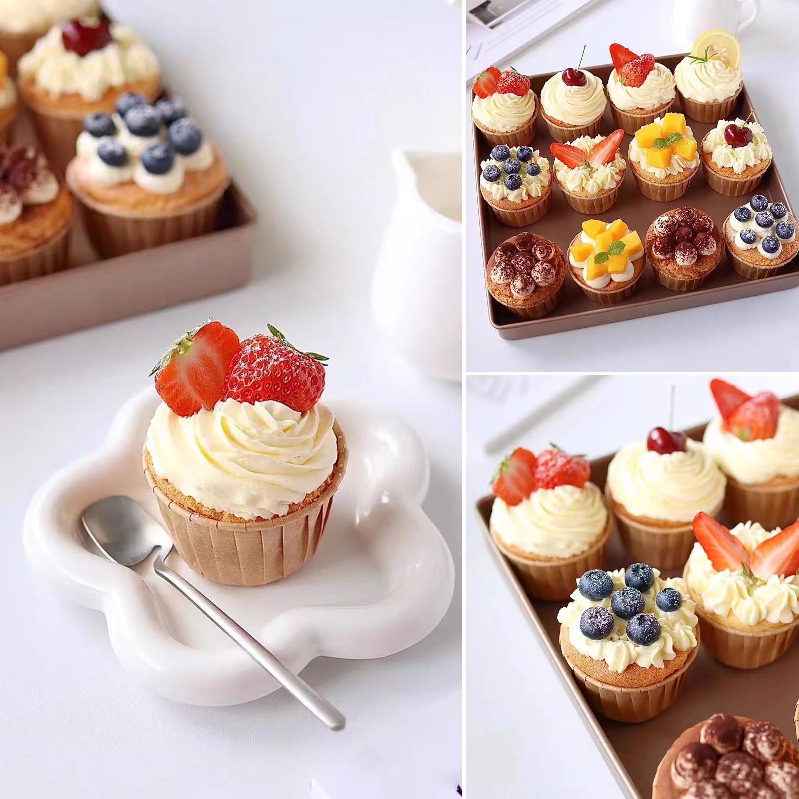 Foremki do babeczek, 150 sztuk foremek do muffinek, 4,5 × 3 cm | Papierowe foremki do pieczenia na Boże Narodzenie, wesele, urodziny, imprezę